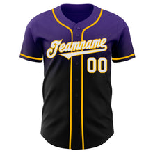 Load image into Gallery viewer, Custom Purple Black-Gold Authentic Fade Fashion Baseball Jersey