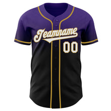Load image into Gallery viewer, Custom Purple Black-Old Gold Authentic Fade Fashion Baseball Jersey