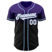 Load image into Gallery viewer, Custom Purple Black-Light Blue Authentic Fade Fashion Baseball Jersey