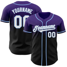 Load image into Gallery viewer, Custom Purple Black-Light Blue Authentic Fade Fashion Baseball Jersey