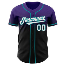 Load image into Gallery viewer, Custom Purple Black-Teal Authentic Fade Fashion Baseball Jersey