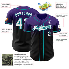 Load image into Gallery viewer, Custom Purple Black-Teal Authentic Fade Fashion Baseball Jersey