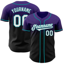 Load image into Gallery viewer, Custom Purple Black-Teal Authentic Fade Fashion Baseball Jersey