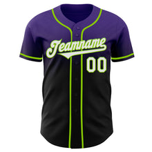 Load image into Gallery viewer, Custom Purple Black-Neon Green Authentic Fade Fashion Baseball Jersey