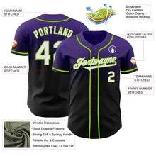 Load image into Gallery viewer, Custom Purple Black-Neon Green Authentic Fade Fashion Baseball Jersey