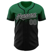 Load image into Gallery viewer, Custom Kelly Green Black-White Authentic Fade Fashion Baseball Jersey