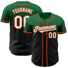 Load image into Gallery viewer, Custom Kelly Green Black-Orange Authentic Fade Fashion Baseball Jersey