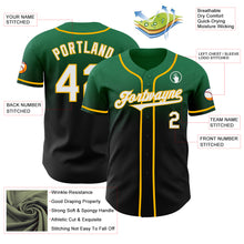 Load image into Gallery viewer, Custom Kelly Green Black-Gold Authentic Fade Fashion Baseball Jersey