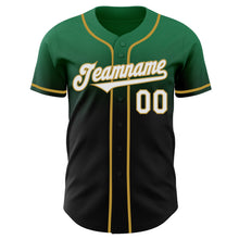Load image into Gallery viewer, Custom Kelly Green Black-Old Gold Authentic Fade Fashion Baseball Jersey