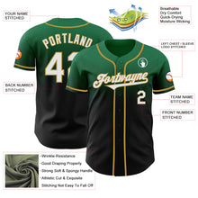 Load image into Gallery viewer, Custom Kelly Green Black-Old Gold Authentic Fade Fashion Baseball Jersey