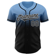 Load image into Gallery viewer, Custom Light Blue Black-White Authentic Fade Fashion Baseball Jersey