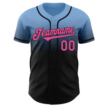 Load image into Gallery viewer, Custom Light Blue Pink-Black Authentic Fade Fashion Baseball Jersey