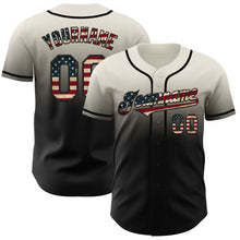 Load image into Gallery viewer, Custom Cream Vintage USA Flag-Black Authentic Fade Fashion Baseball Jersey