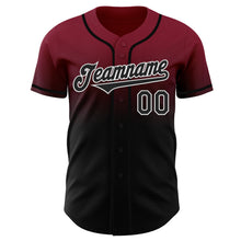 Load image into Gallery viewer, Custom Crimson Black-White Authentic Fade Fashion Baseball Jersey