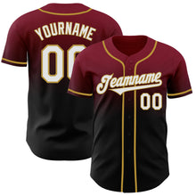 Load image into Gallery viewer, Custom Crimson Black-Old Gold Authentic Fade Fashion Baseball Jersey