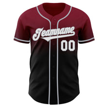 Load image into Gallery viewer, Custom Crimson Black-Gray Authentic Fade Fashion Baseball Jersey