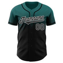 Load image into Gallery viewer, Custom Teal Black-White Authentic Fade Fashion Baseball Jersey