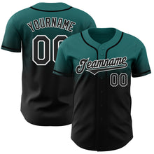 Load image into Gallery viewer, Custom Teal Black-White Authentic Fade Fashion Baseball Jersey