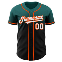 Load image into Gallery viewer, Custom Teal Black-Orange Authentic Fade Fashion Baseball Jersey
