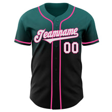Load image into Gallery viewer, Custom Teal Black-Pink Authentic Fade Fashion Baseball Jersey