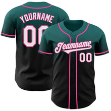 Load image into Gallery viewer, Custom Teal Black-Pink Authentic Fade Fashion Baseball Jersey