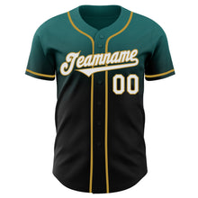 Load image into Gallery viewer, Custom Teal Black-Old Gold Authentic Fade Fashion Baseball Jersey