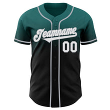 Load image into Gallery viewer, Custom Teal Black-Gray Authentic Fade Fashion Baseball Jersey