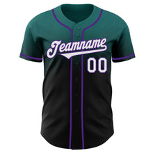 Load image into Gallery viewer, Custom Teal Black-Purple Authentic Fade Fashion Baseball Jersey