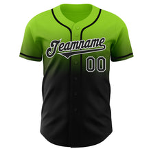 Load image into Gallery viewer, Custom Neon Green Black-White Authentic Fade Fashion Baseball Jersey