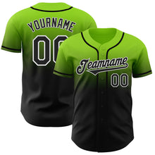 Load image into Gallery viewer, Custom Neon Green Black-White Authentic Fade Fashion Baseball Jersey