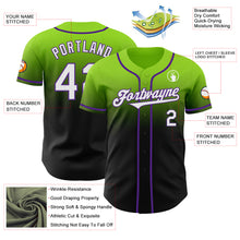 Load image into Gallery viewer, Custom Neon Green Black-Purple Authentic Fade Fashion Baseball Jersey
