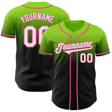 Load image into Gallery viewer, Custom Neon Green Black-Pink Authentic Fade Fashion Baseball Jersey