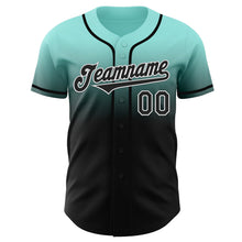 Load image into Gallery viewer, Custom Ice Blue Black-White Authentic Fade Fashion Baseball Jersey