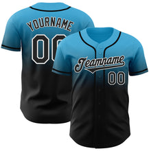 Load image into Gallery viewer, Custom Sky Blue Black-White Authentic Fade Fashion Baseball Jersey