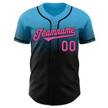 Load image into Gallery viewer, Custom Sky Blue Pink-Black Authentic Fade Fashion Baseball Jersey