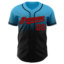Load image into Gallery viewer, Custom Sky Blue Red-Black Authentic Fade Fashion Baseball Jersey
