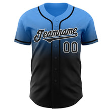 Load image into Gallery viewer, Custom Electric Blue Black-White Authentic Fade Fashion Baseball Jersey