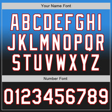 Load image into Gallery viewer, Custom Electric Blue Black-Red Authentic Fade Fashion Baseball Jersey