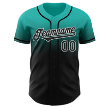 Load image into Gallery viewer, Custom Aqua Black-White Authentic Fade Fashion Baseball Jersey