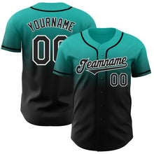 Load image into Gallery viewer, Custom Aqua Black-White Authentic Fade Fashion Baseball Jersey