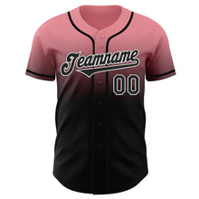 Load image into Gallery viewer, Custom Medium Pink Black-White Authentic Fade Fashion Baseball Jersey