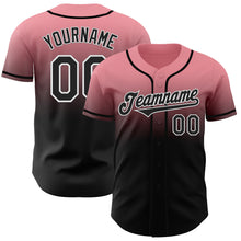 Load image into Gallery viewer, Custom Medium Pink Black-White Authentic Fade Fashion Baseball Jersey