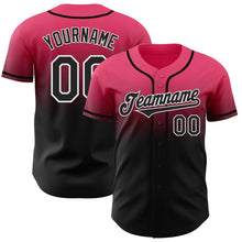 Load image into Gallery viewer, Custom Neon Pink Black-White Authentic Fade Fashion Baseball Jersey
