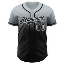 Load image into Gallery viewer, Custom Silver Black-White Authentic Fade Fashion Baseball Jersey