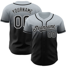 Load image into Gallery viewer, Custom Silver Black-White Authentic Fade Fashion Baseball Jersey
