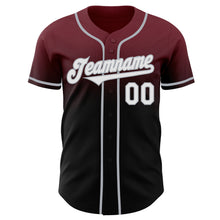 Load image into Gallery viewer, Custom Burgundy Black-Gray Authentic Fade Fashion Baseball Jersey