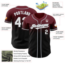 Load image into Gallery viewer, Custom Burgundy Black-Gray Authentic Fade Fashion Baseball Jersey