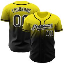 Load image into Gallery viewer, Custom Light Yellow Black-White Authentic Fade Fashion Baseball Jersey