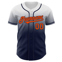 Load image into Gallery viewer, Custom White Orange-Navy Authentic Fade Fashion Baseball Jersey