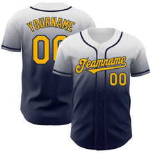 Load image into Gallery viewer, Custom White Gold-Navy Authentic Fade Fashion Baseball Jersey